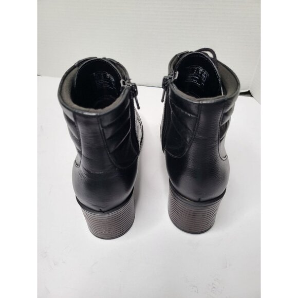 Clarks Combat Leather Ankle Boot Black Size 9 Stacked Heel Comfort Lace-Up - Picture 6 of 12